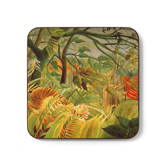Tiger In A Tropical Storm By Henri Rousseau Hardboard Back Coaster - Art Unlimited