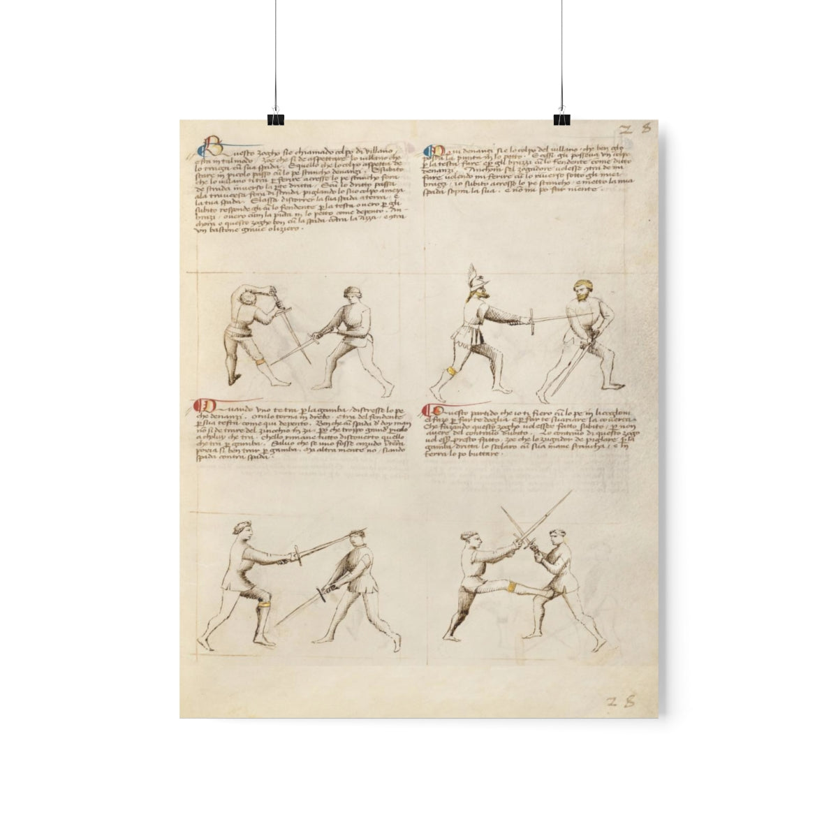 Fiore Dei Liberi - Combat With Sword / Fencing Print Poster