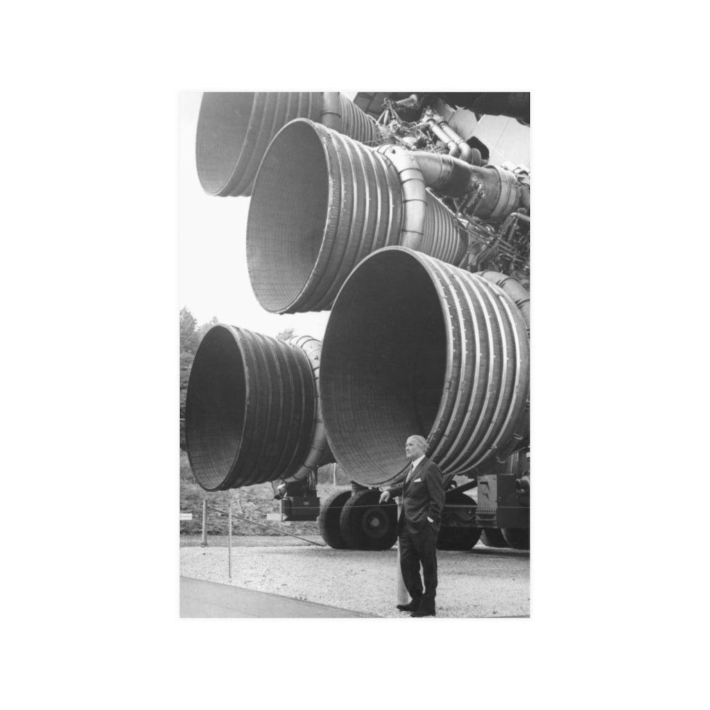 Wernher Von Braun Standing By Five F 1 Engines Saturn V Engines Print Poster - Art Unlimited