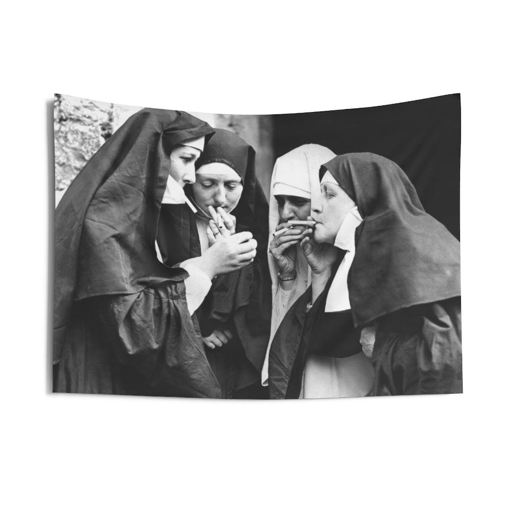 Nuns Smoking Wall Tapestry - Art Unlimited