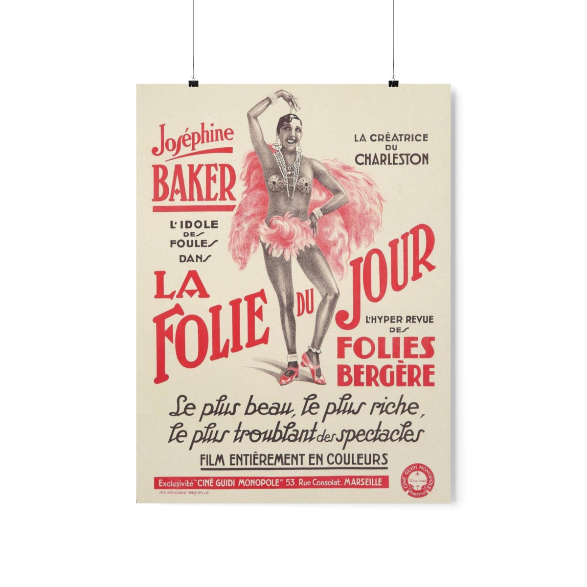 Josephine Baker La Folie Du Jour French 1927 Print Poster
