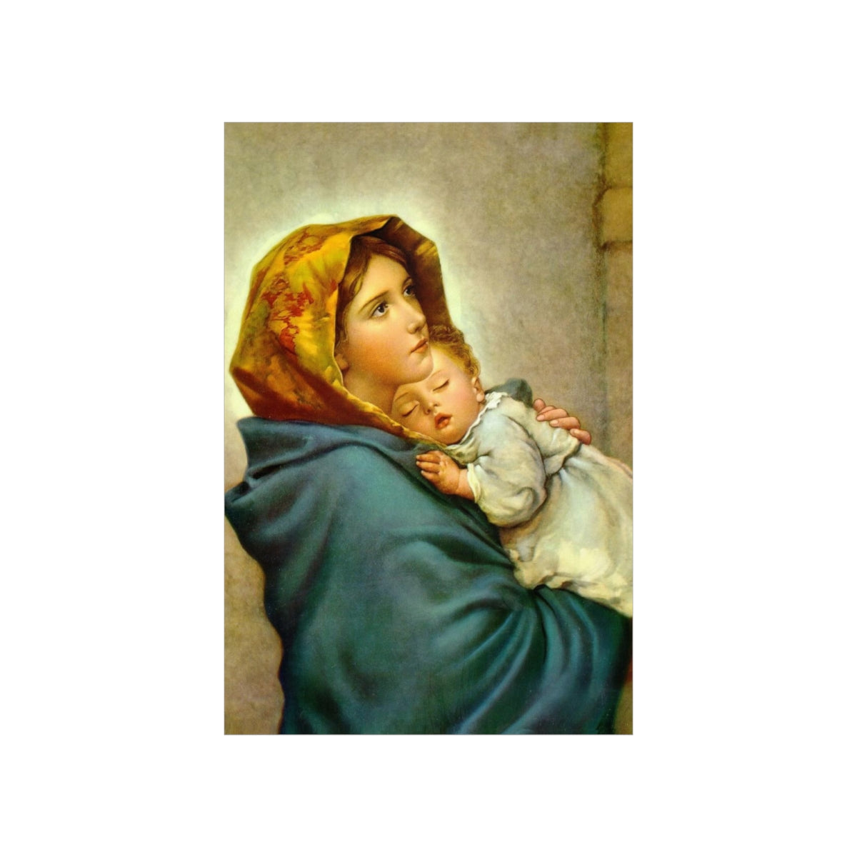 Virgin Mary And Child By Italian Painter Roberto Ferruzzi Print Poster