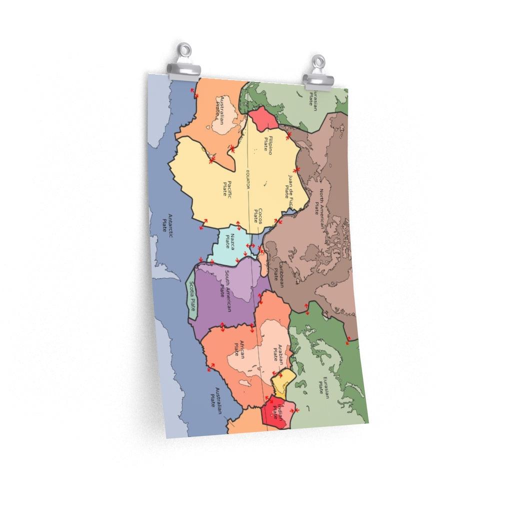 Tectonic Plates Map Print Poster - Art Unlimited