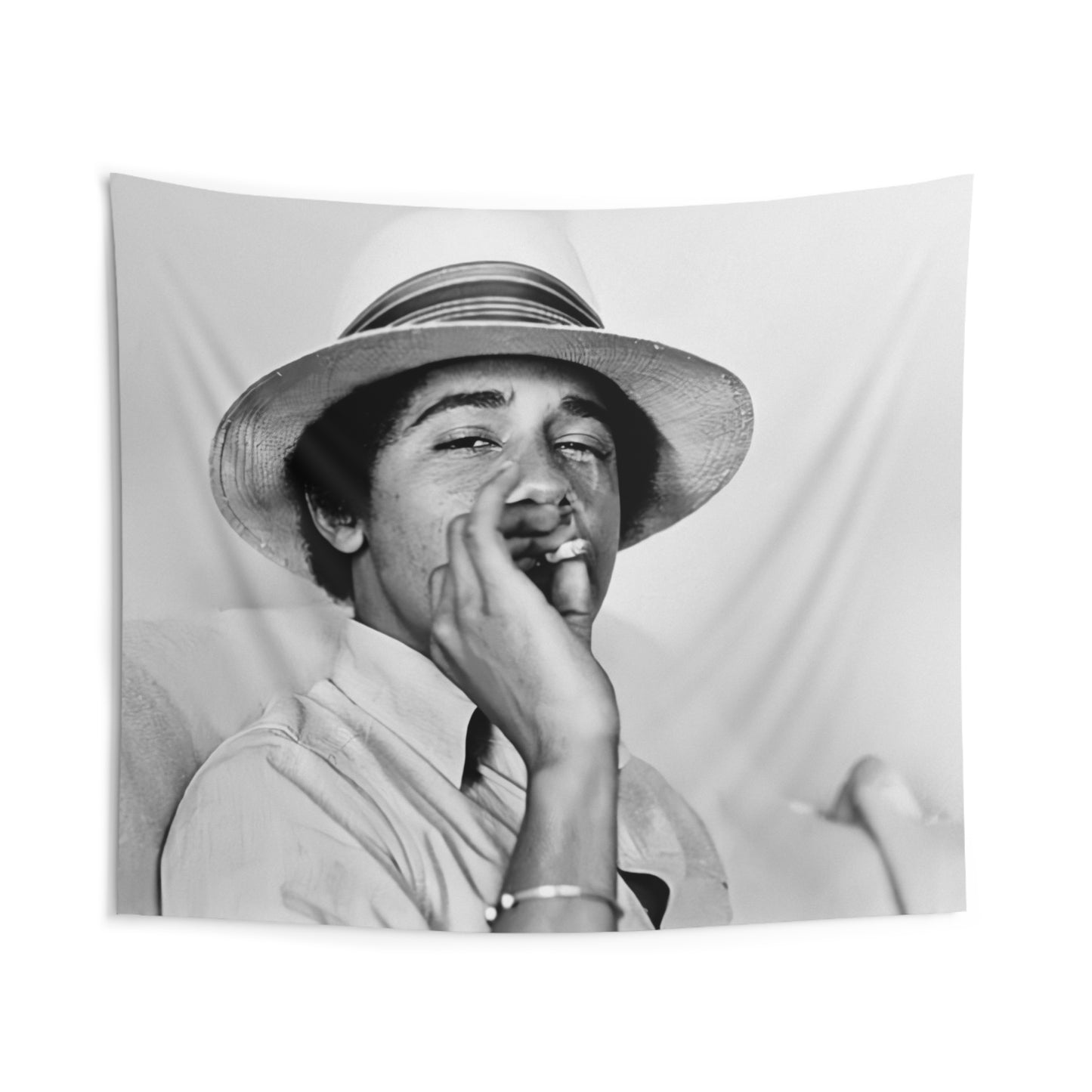 Young Barack Obama Smoking Weed Wall Tapestry