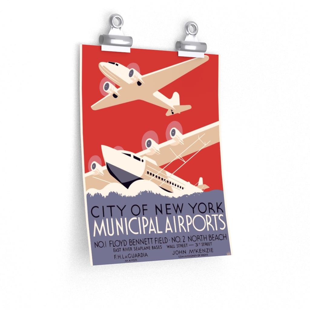 New York Municipal Airports Print Poster - Art Unlimited