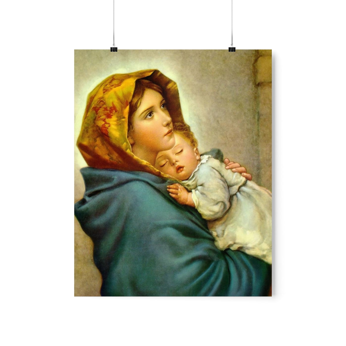 Virgin Mary And Child By Italian Painter Roberto Ferruzzi Print Poster