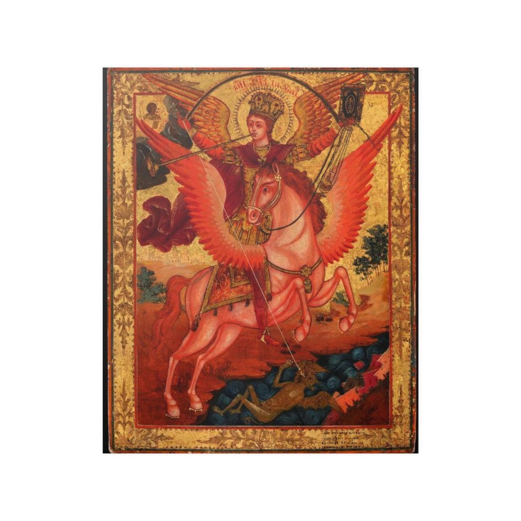 Saint Michael The Horseman Slaying The Dragon Print Poster - Art Unlimited