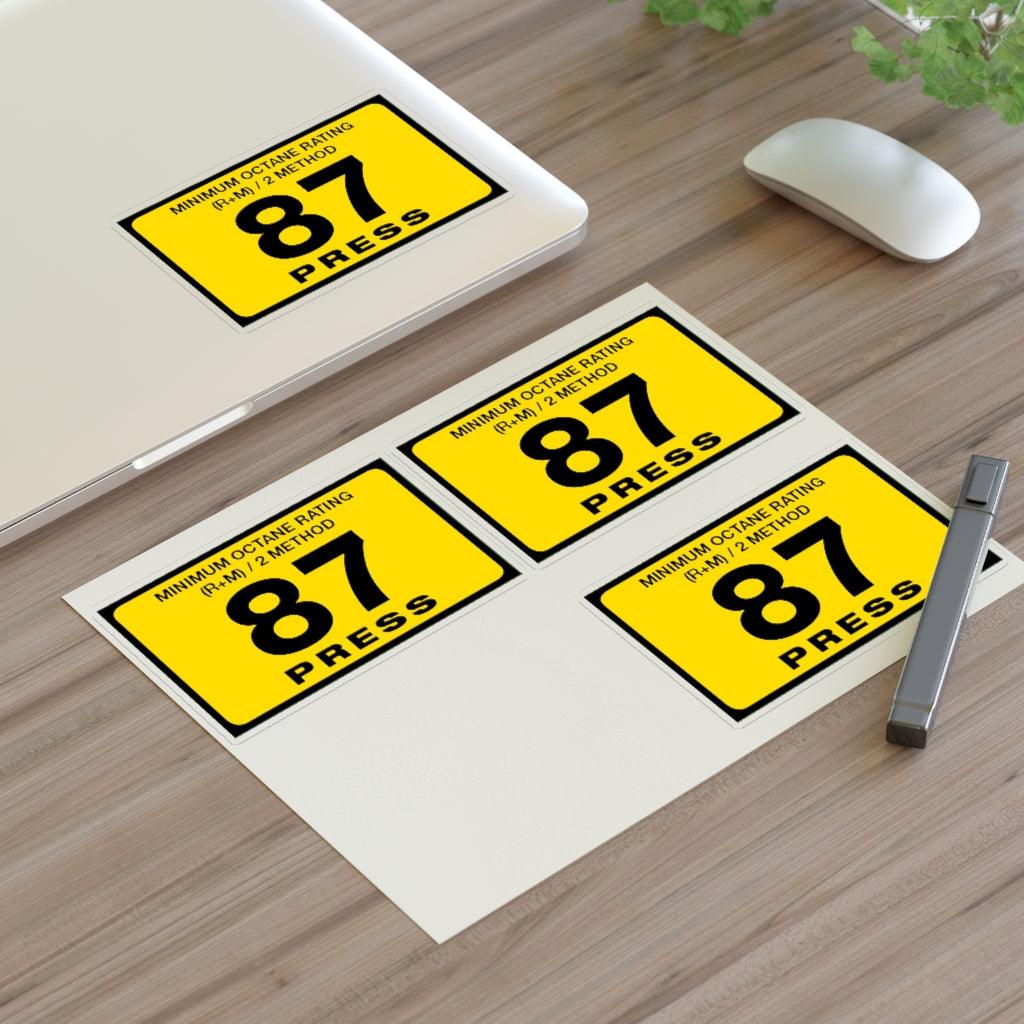 87 Gas Octane Sticker Sheet - Art Unlimited