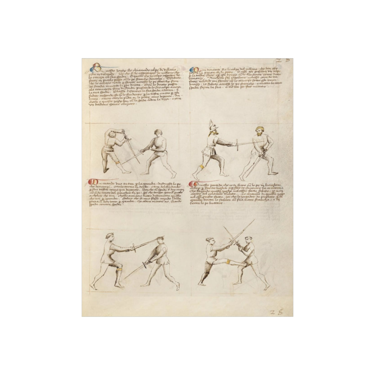 Fiore Dei Liberi - Combat With Sword / Fencing Print Poster