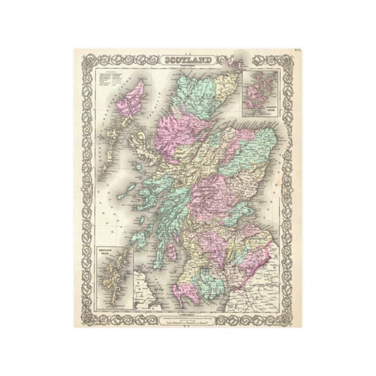 1855 Colton Map Of Scotland Print Poster - Art Unlimited