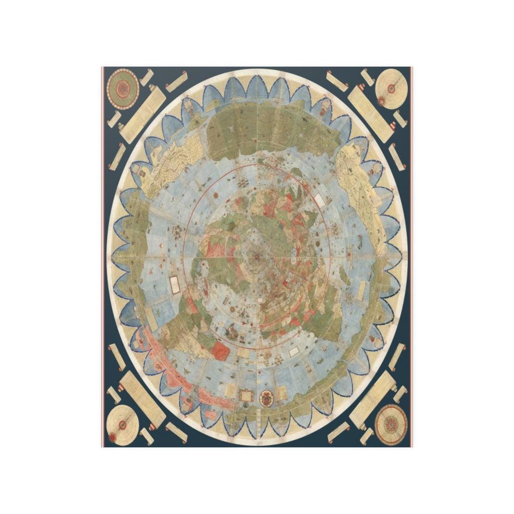 1587 Flat Earth Map of The World Urbano Monte Print Poster - Art Unlimited