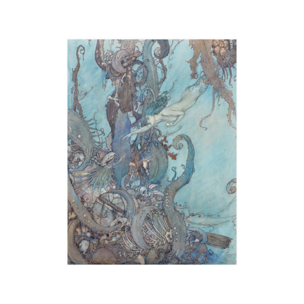 The Little Mermaid By Edmund Dulac Print Poster - Art Unlimited
