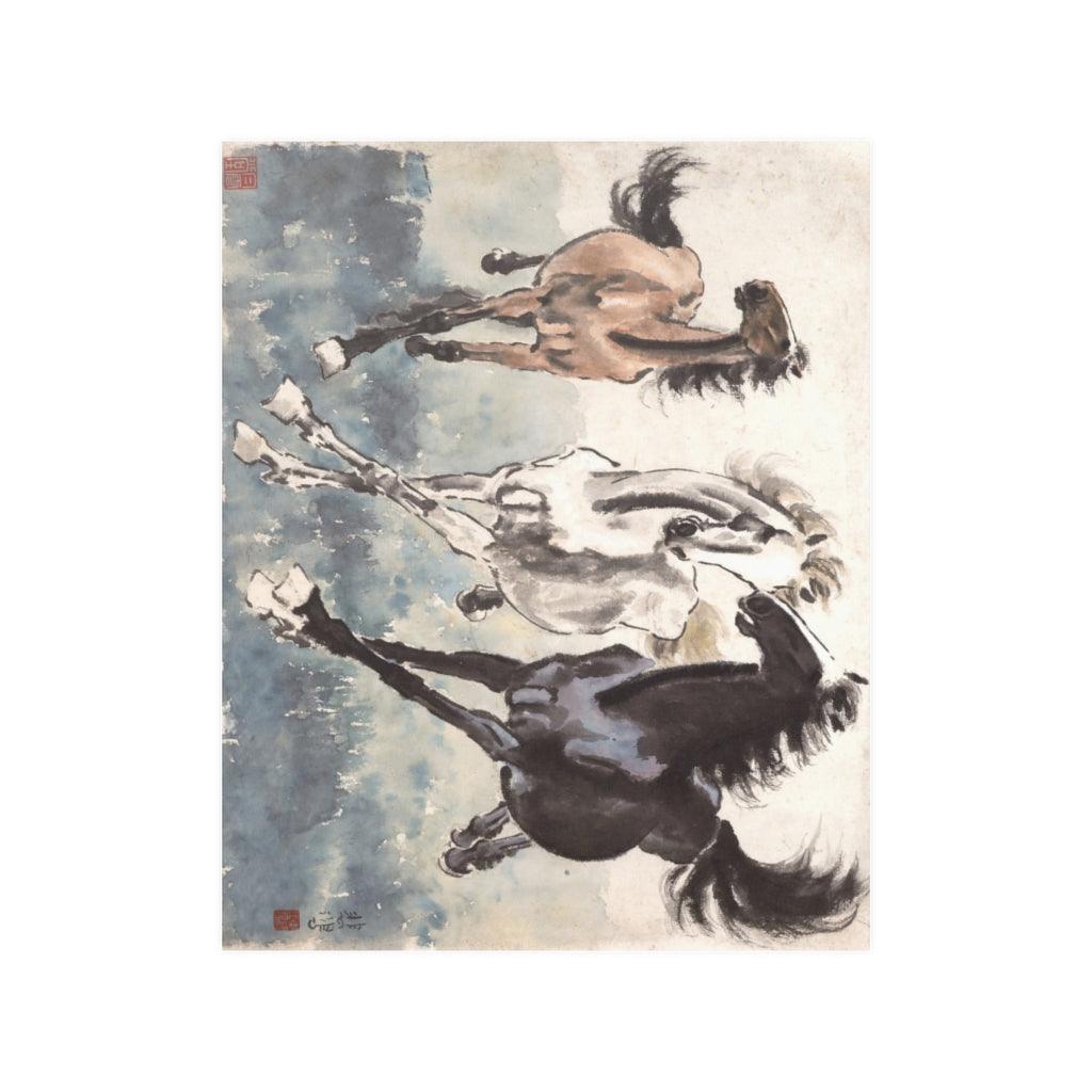 Three Galloping Horses By Xu Beihong Print Poster - Art Unlimited