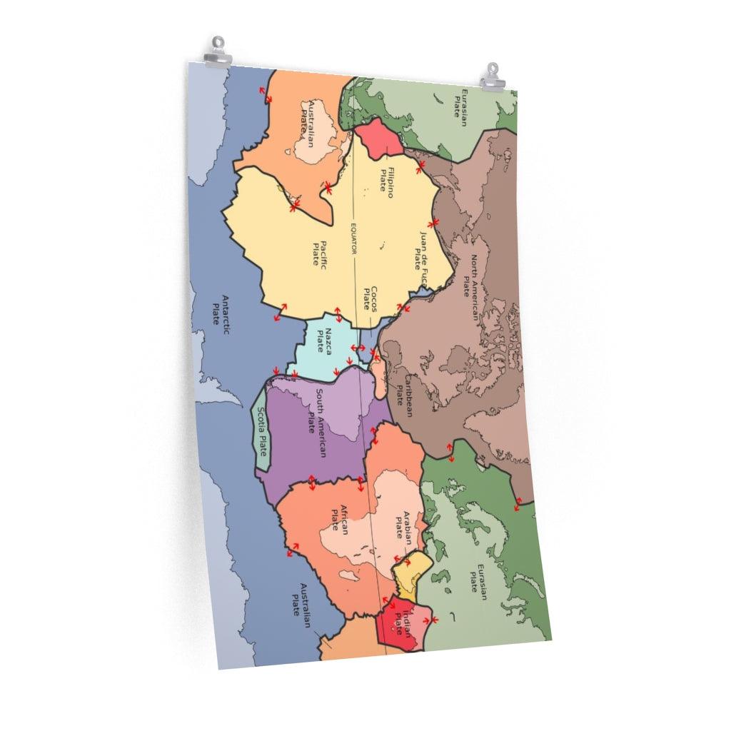 Tectonic Plates Map Print Poster - Art Unlimited