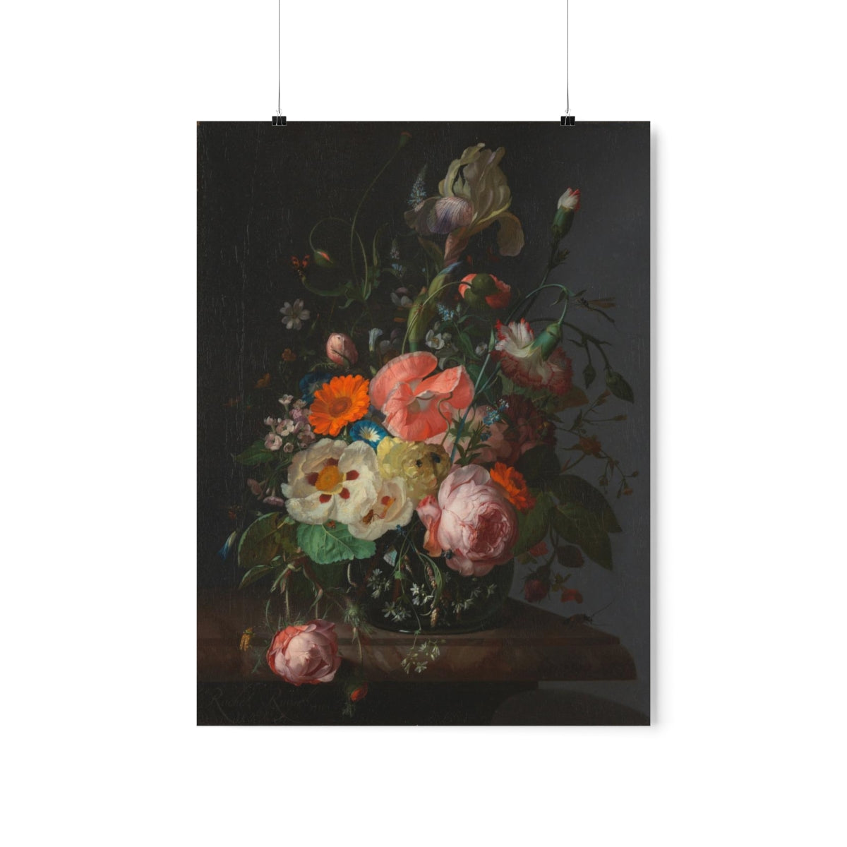 Rachel Ruysch - Still Life With Flowers On A Marble Tabletop Print Poster