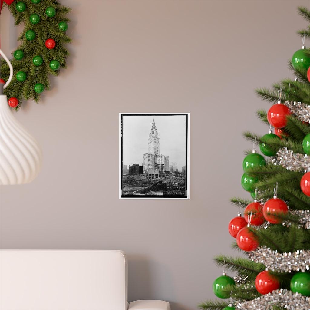 Terminal Tower Construction - 1927 Photo - Cleveland - Black And White Print Poster - Art Unlimited