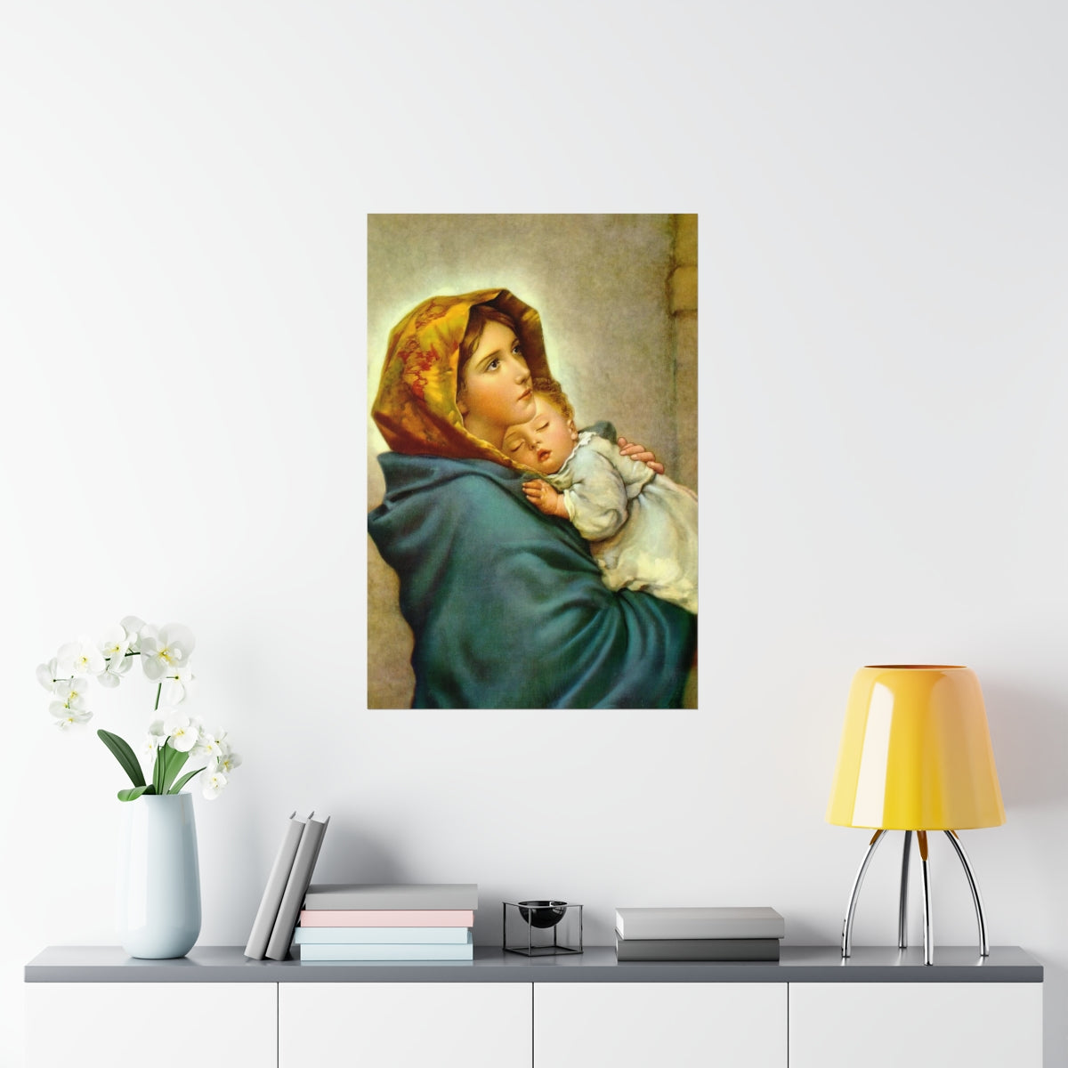 Virgin Mary And Child By Italian Painter Roberto Ferruzzi Print Poster