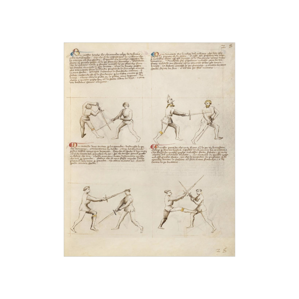 Fiore Dei Liberi - Combat With Sword / Fencing Print Poster