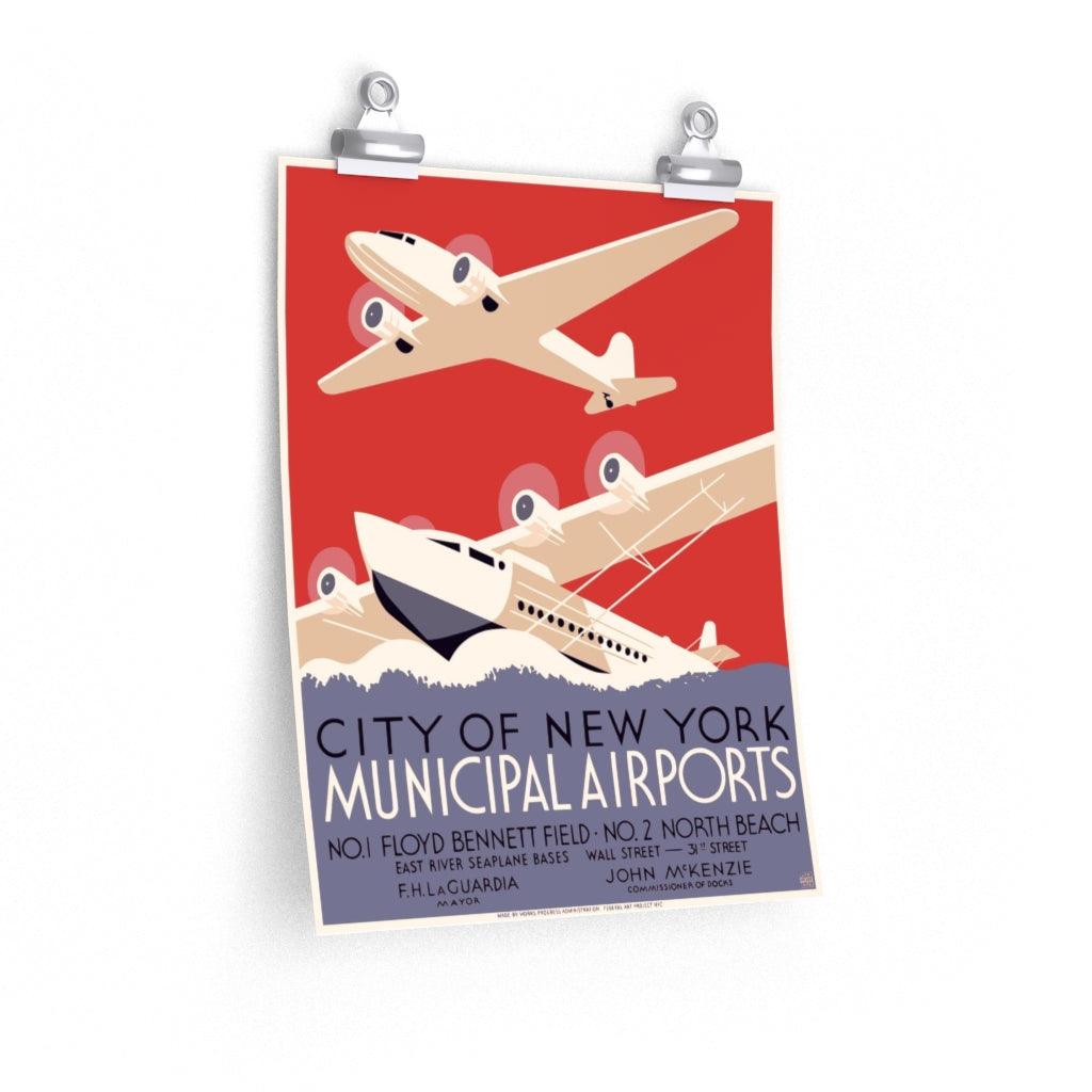 New York Municipal Airports Print Poster - Art Unlimited