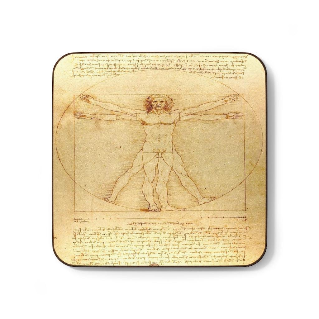 Vitruvian Man By Leonardo Da Vinci Hardboard Back Coaster - Art Unlimited