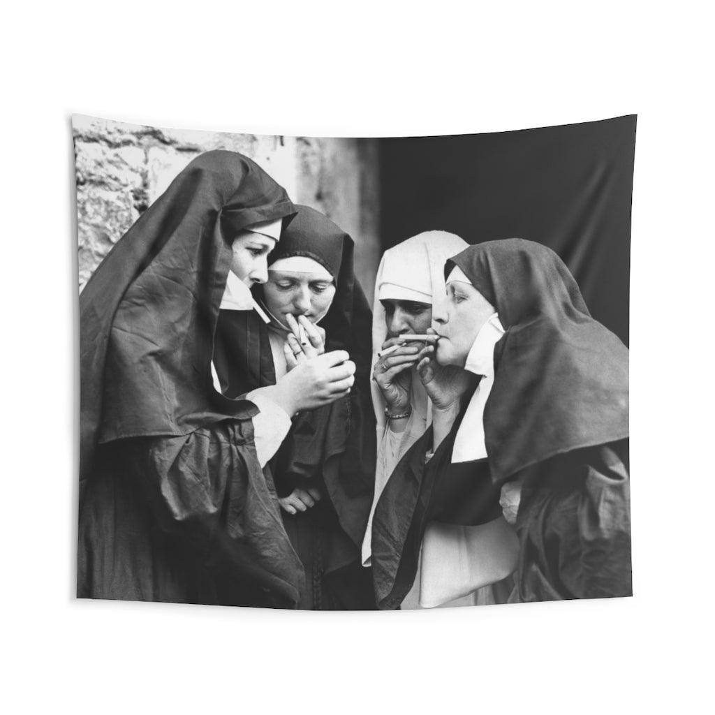 Nuns Smoking Wall Tapestry - Art Unlimited