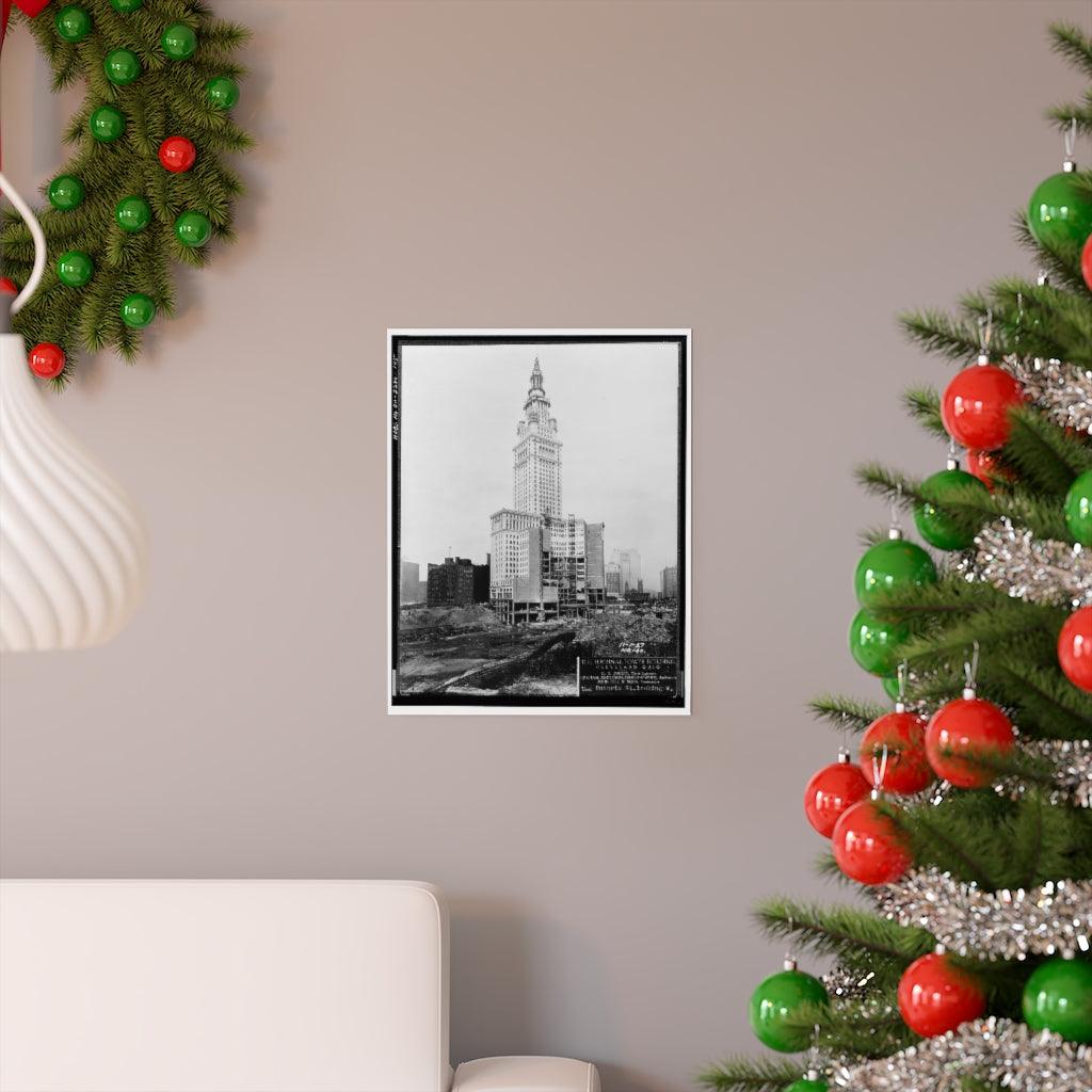 Terminal Tower Construction - 1927 Photo - Cleveland - Black And White Print Poster - Art Unlimited