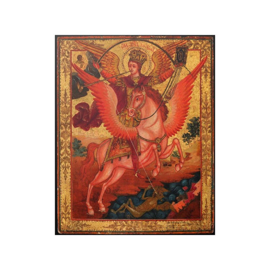 Saint Michael The Horseman Slaying The Dragon Print Poster - Art Unlimited