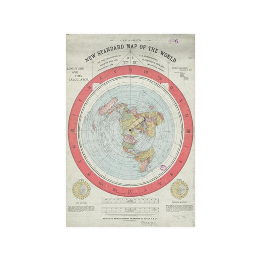 Alexander Gleason's New Standard Map of the World - 1892 Flat Earth Map Print Poster - Art Unlimited
