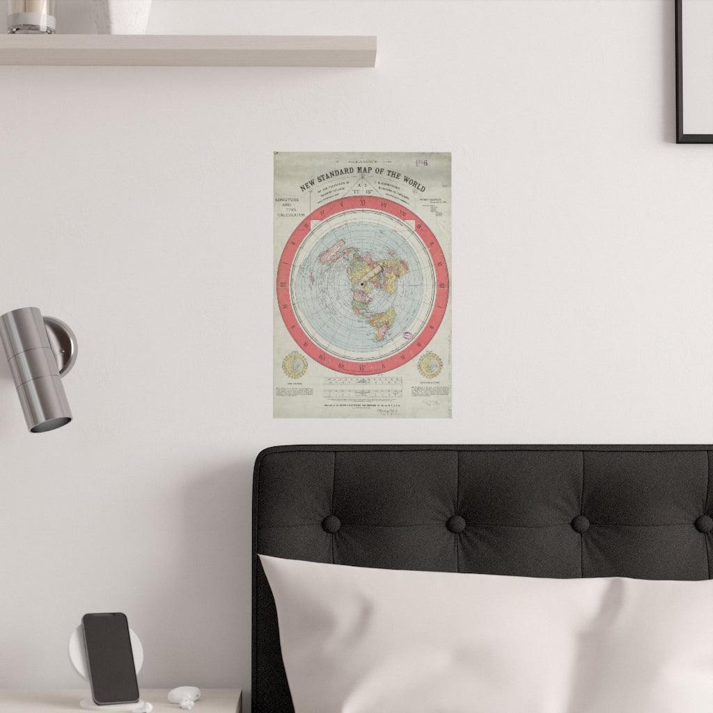 Alexander Gleason's New Standard Map of the World - 1892 Flat Earth Map Print Poster - Art Unlimited