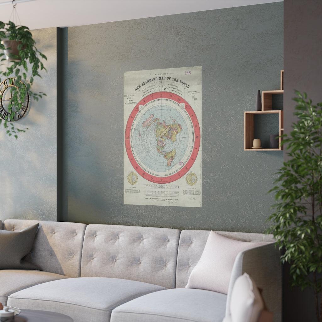 Alexander Gleason's New Standard Map of the World - 1892 Flat Earth Map Print Poster - Art Unlimited