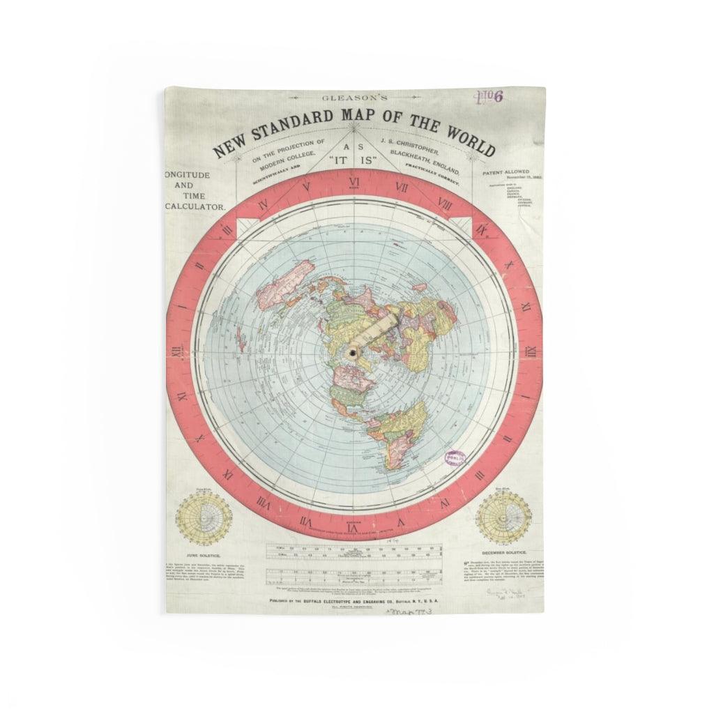 Alexander Gleason's New Standard Map of the World - 1892 Flat Earth Map Wall Tapestry - Art Unlimited