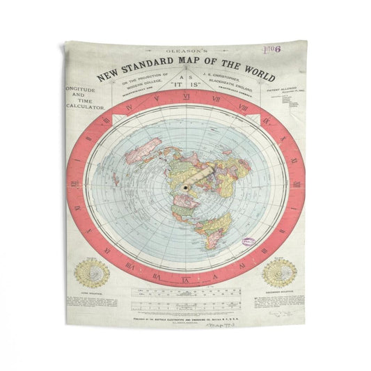 Alexander Gleason's New Standard Map of the World - 1892 Flat Earth Map Wall Tapestry - Art Unlimited