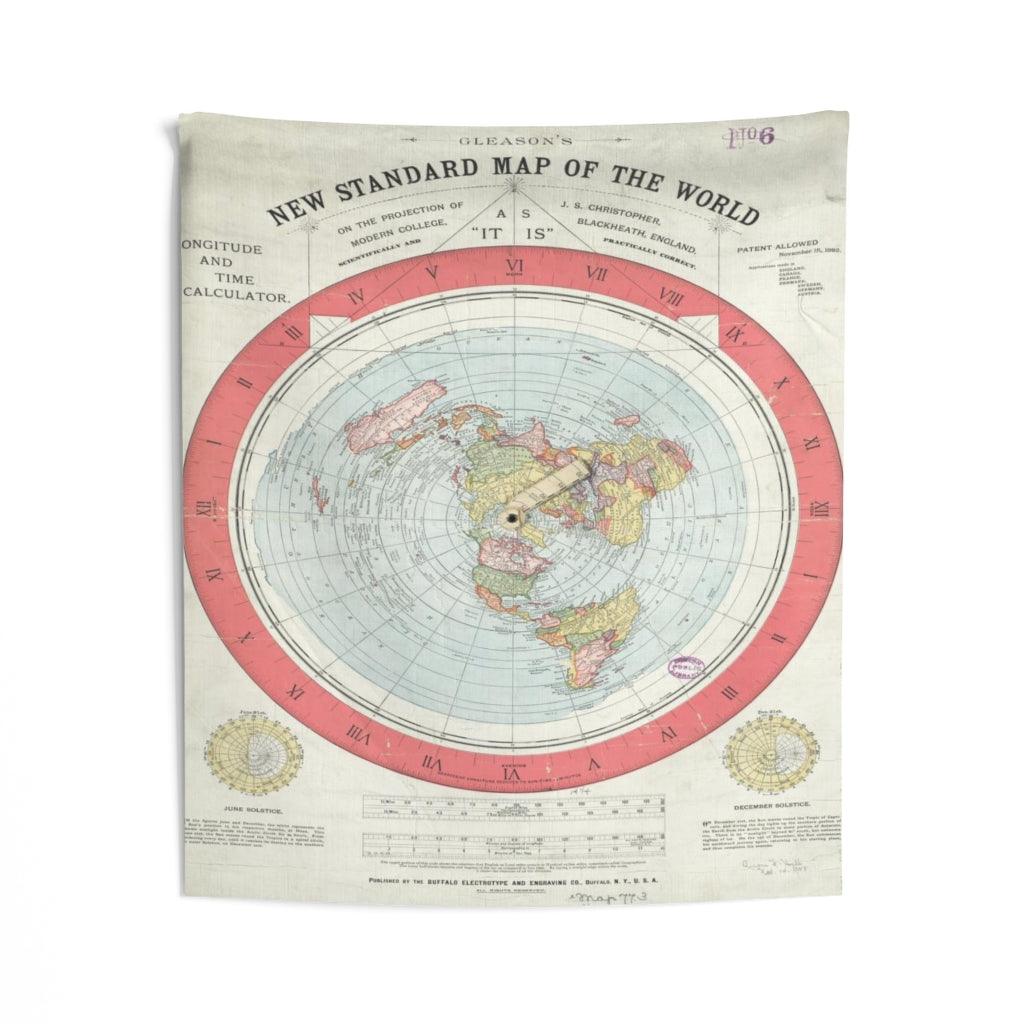 Alexander Gleason's New Standard Map of the World - 1892 Flat Earth Map Wall Tapestry - Art Unlimited