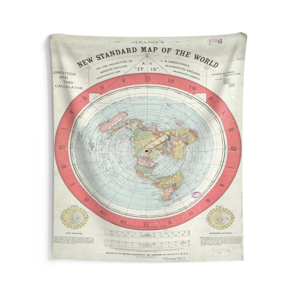 Alexander Gleason's New Standard Map of the World - 1892 Flat Earth Map Wall Tapestry - Art Unlimited