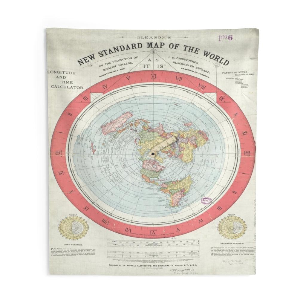 Alexander Gleason's New Standard Map of the World - 1892 Flat Earth Map Wall Tapestry - Art Unlimited