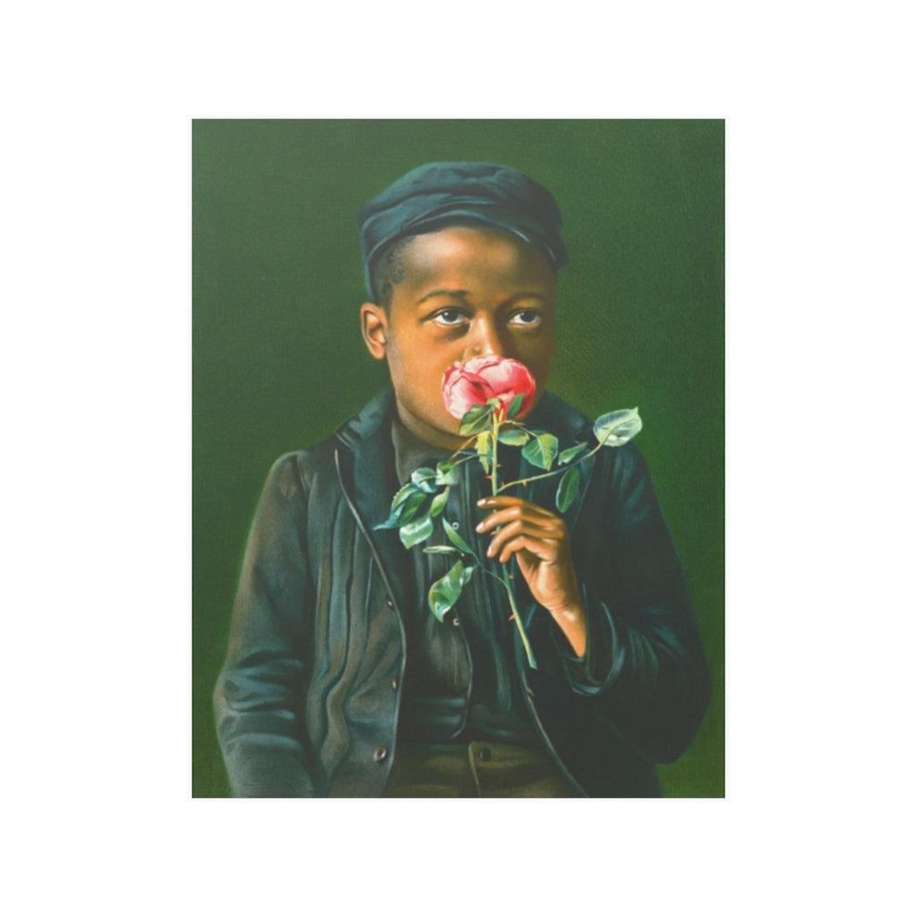 American Beauty 1895 - African American Boy Smelling Flower Print Poster - Art Unlimited