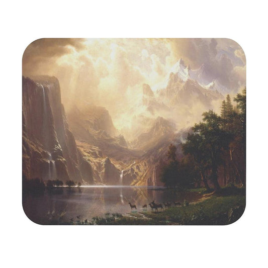 Among The Sierra Nevada Mountains Painting By Albert Bierstadt Mouse Pad - Art Unlimited