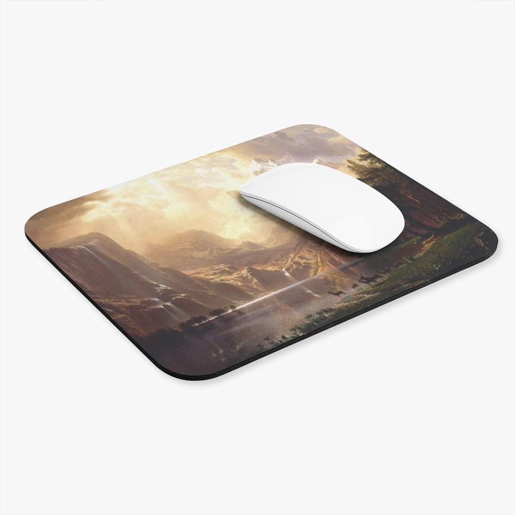 Among The Sierra Nevada Mountains Painting By Albert Bierstadt Mouse Pad - Art Unlimited