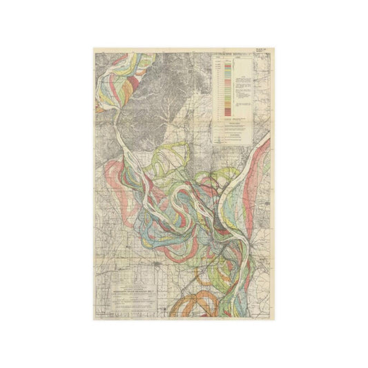 Ancient Mississippi River Meander Belt Alluvial Valley Antique Map Print Poster - Art Unlimited