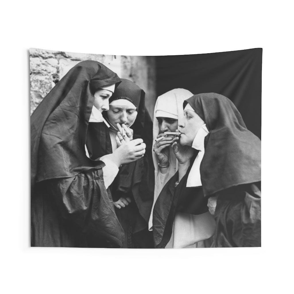 Nuns Smoking Wall Tapestry - Art Unlimited