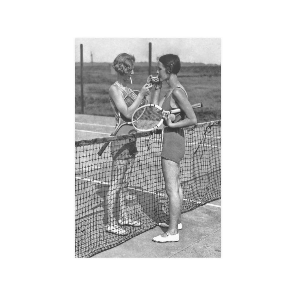 Vintage Tennis Photograph Women Smoking Print Poster - Art Unlimited