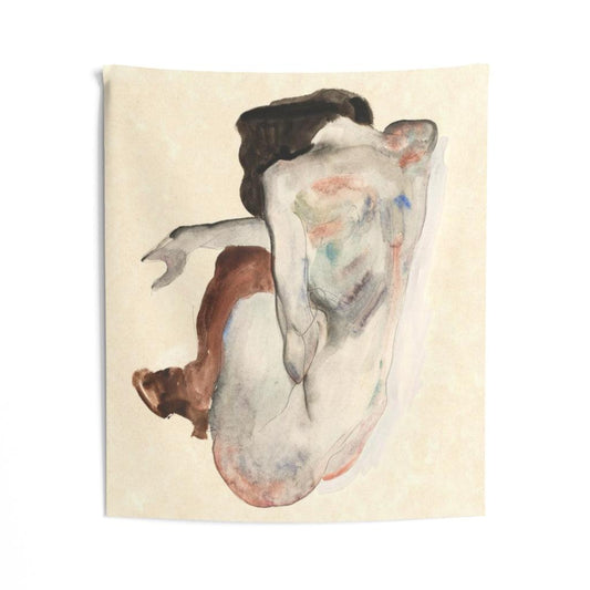 Back View 1912 By Egon Schiele Wall Tapestry - Art Unlimited