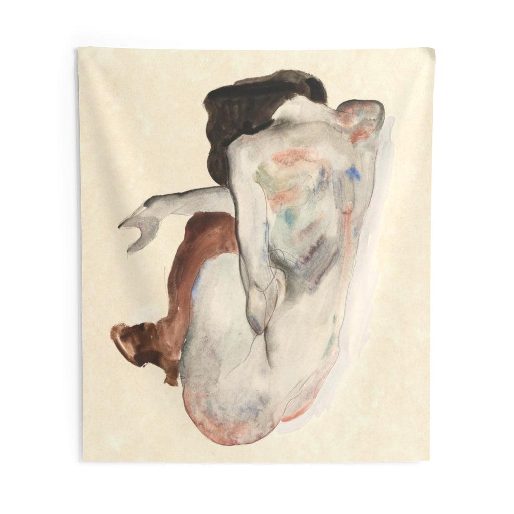 Back View 1912 By Egon Schiele Wall Tapestry - Art Unlimited