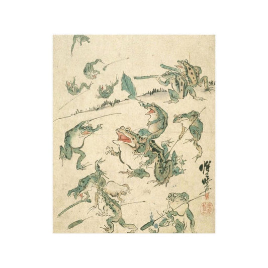 Battle Of The Frogs - Kawanabe Kyosai Print Poster - Art Unlimited