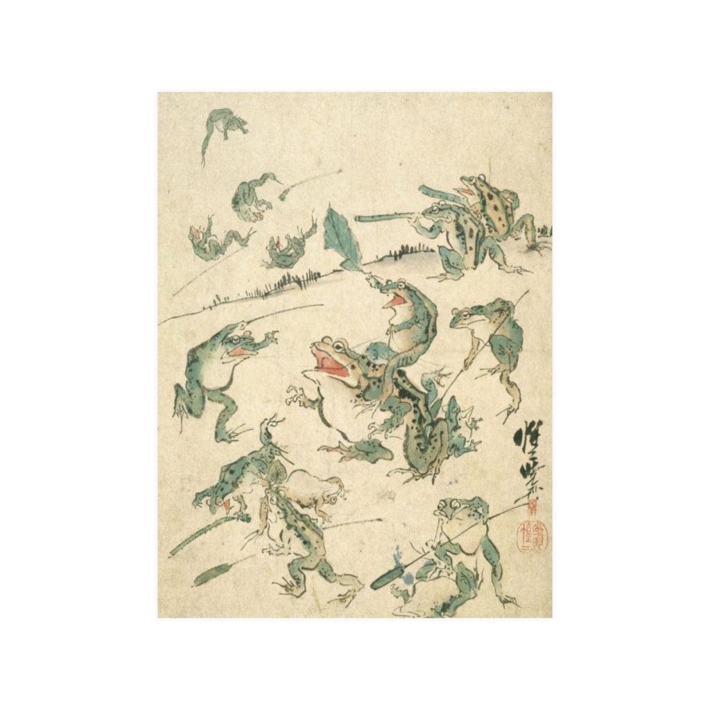 Battle Of The Frogs - Kawanabe Kyosai Print Poster - Art Unlimited
