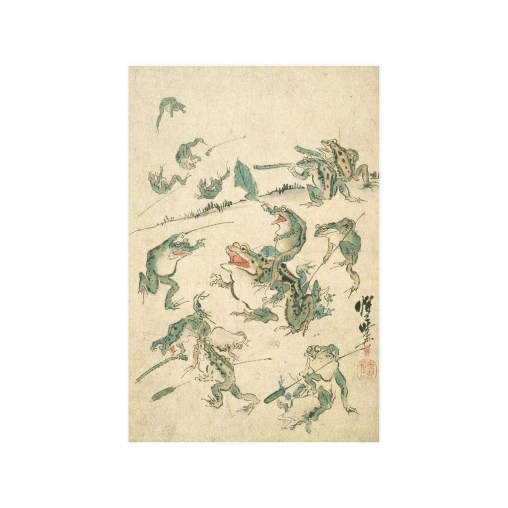 Battle Of The Frogs - Kawanabe Kyosai Print Poster - Art Unlimited