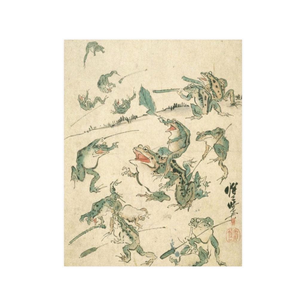 Battle Of The Frogs - Kawanabe Kyosai Print Poster - Art Unlimited