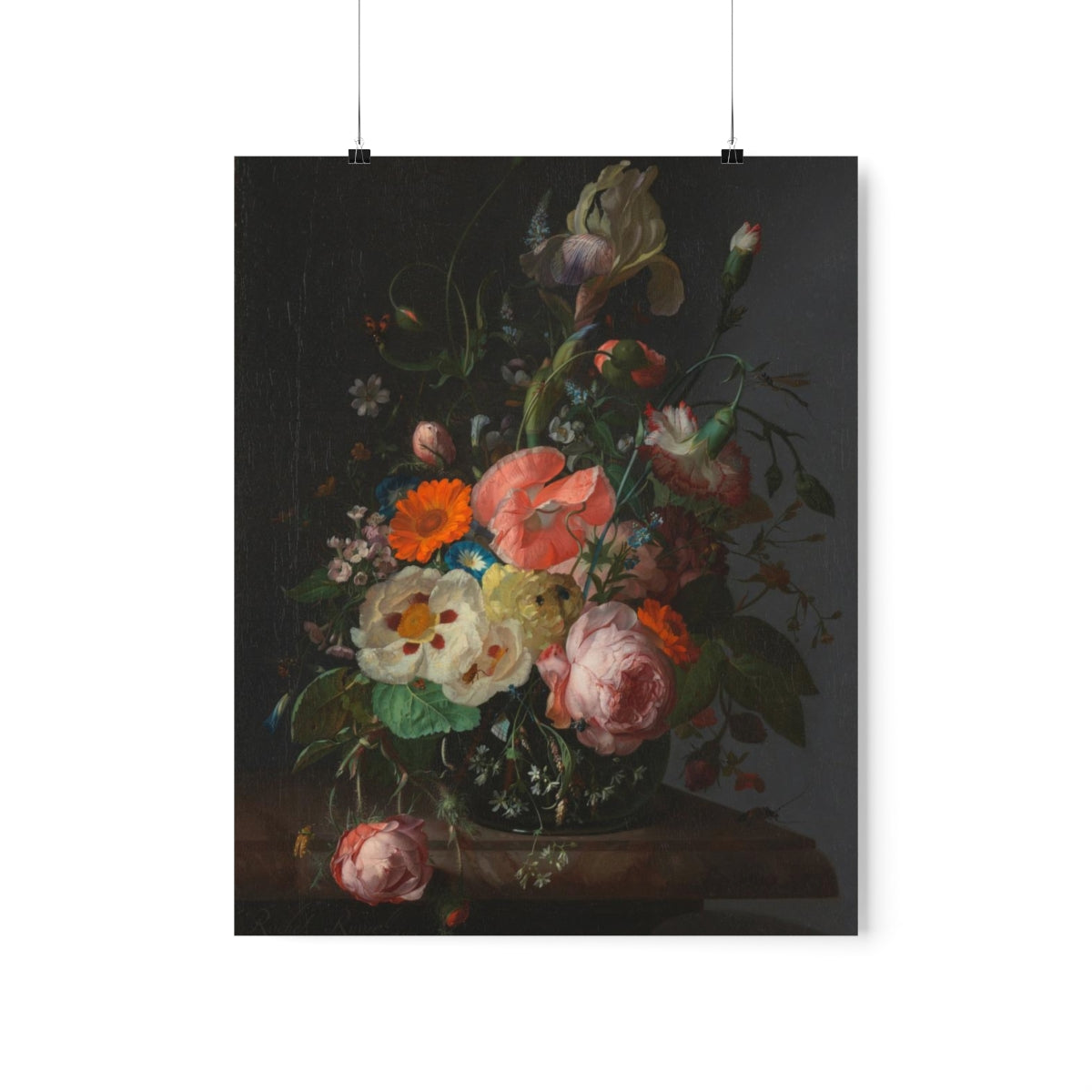 Rachel Ruysch - Still Life With Flowers On A Marble Tabletop Print Poster