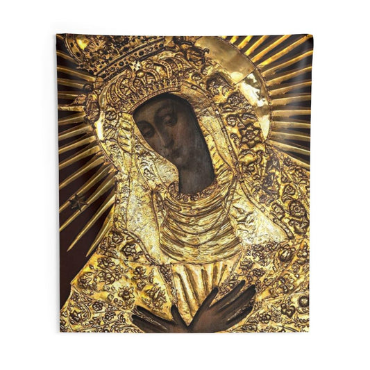 Black Madonna Poland Our Lady of Grace Of The Gate of Dawn Mother Of Mercy Wall Tapestry - Art Unlimited