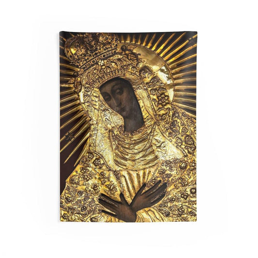 Black Madonna Poland Our Lady of Grace Of The Gate of Dawn Mother Of Mercy Wall Tapestry - Art Unlimited